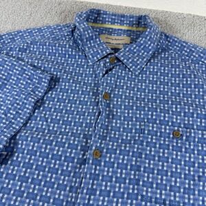 Tommy Bahama Shirt Mens 2XL Blue Silk Blend Plaid Button Up Casual Original Fit
